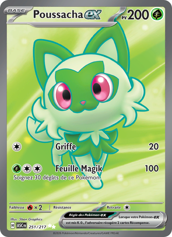 Poussacha-ex 251 — Héros Transcendants (French Pokémon TCG card)