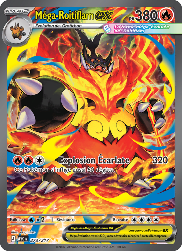 Méga-Roitiflam-ex 273 — Héros Transcendants (French Pokémon TCG card)
