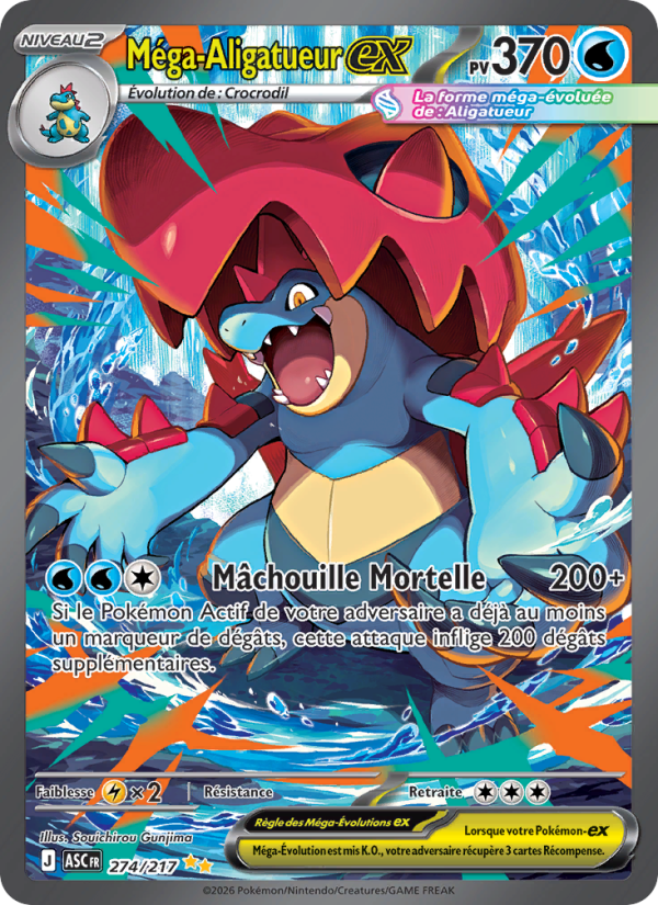 Méga-Aligatueur-ex 274 — Héros Transcendants (French Pokémon TCG card)