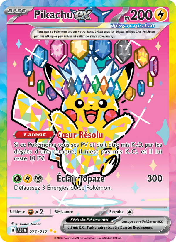 Pikachu-ex 277 — Héros Transcendants (French Pokémon TCG card)