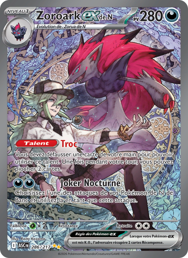 Zoroark-ex de N 286 — Héros Transcendants (French Pokémon TCG card)