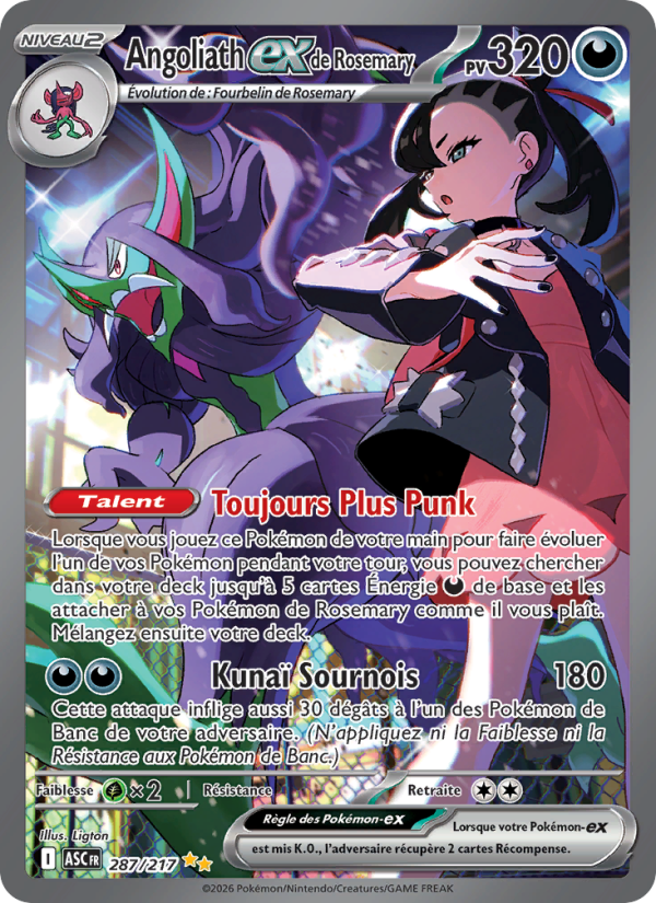 Angoliath-ex de Rosemary 287 — Héros Transcendants (French Pokémon TCG card)