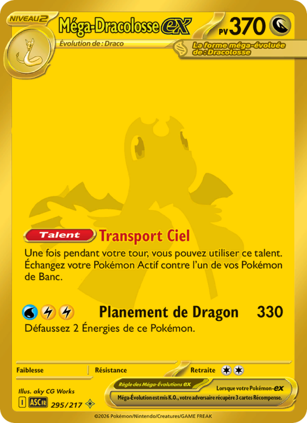Méga-Dracolosse-ex 295 — Héros Transcendants (French Pokémon TCG card)