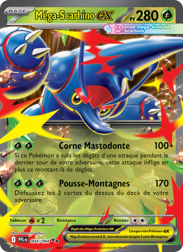 Méga-Scarhino-ex 004 — Flammes Fantasmagoriques (French Pokémon TCG card)