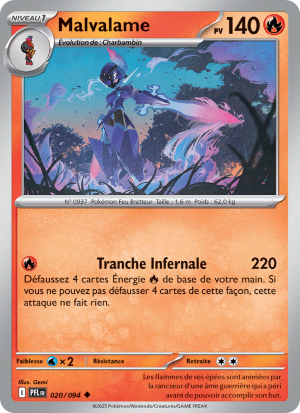 Malvalame 020 — Flammes Fantasmagoriques (French Pokémon TCG card)