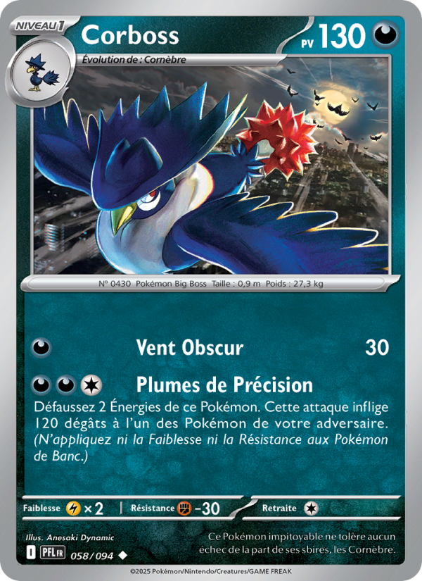 Corboss 058 — Flammes Fantasmagoriques (French Pokémon TCG card)
