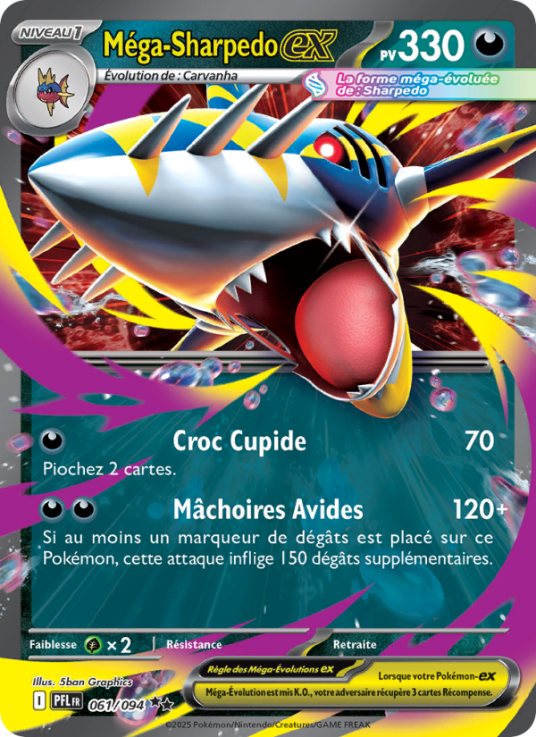 Méga-Sharpedo-ex 061 — Flammes Fantasmagoriques (French Pokémon TCG card)