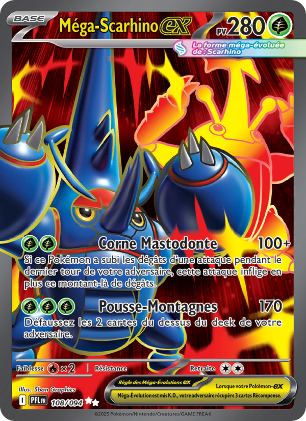 Méga-Scarhino-ex 108 — Flammes Fantasmagoriques (French Pokémon TCG card)