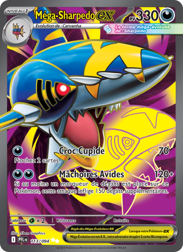 Méga-Sharpedo-ex 113 — Flammes Fantasmagoriques (French Pokémon TCG card)