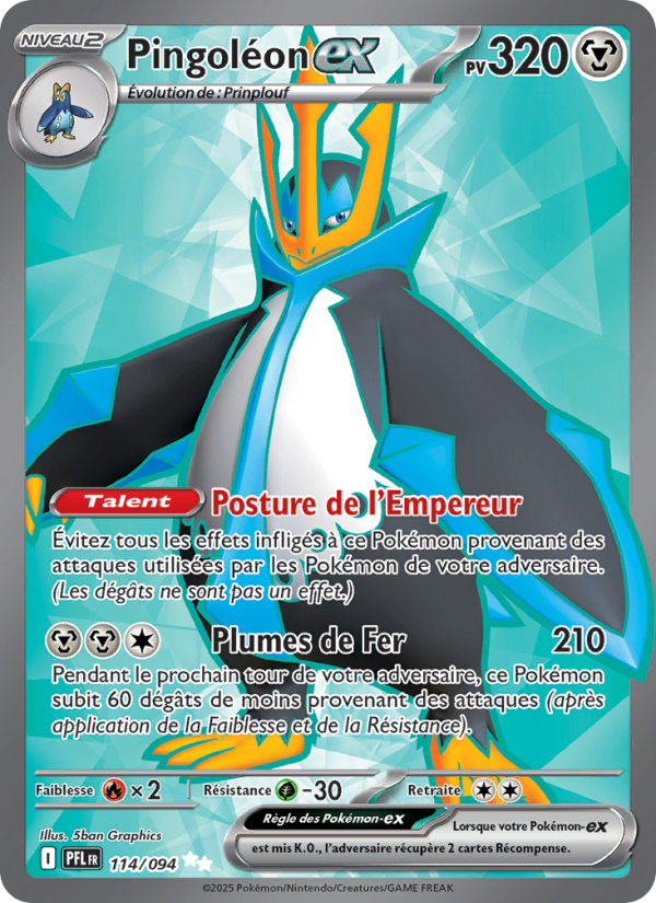 Pingoléon-ex 114 — Flammes Fantasmagoriques (French Pokémon TCG card)