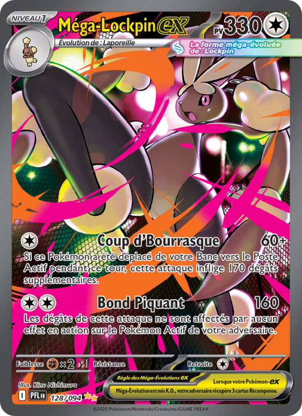 Méga-Lockpin-ex 128 — Flammes Fantasmagoriques (French Pokémon TCG card)