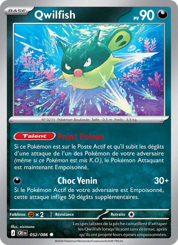 Qwilfish 052 — Chaos Ascendant (French Pokémon TCG card)