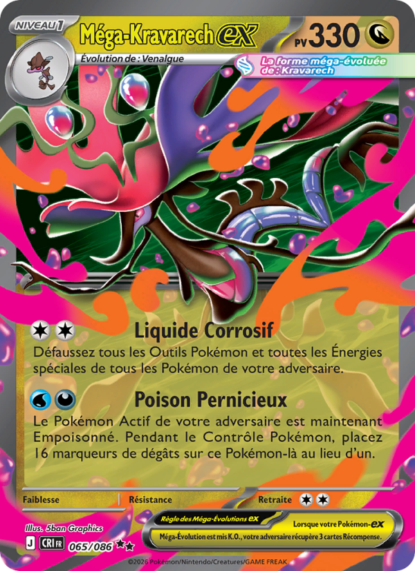 Méga-Kravarech-ex 065 — Chaos Ascendant (French Pokémon TCG card)