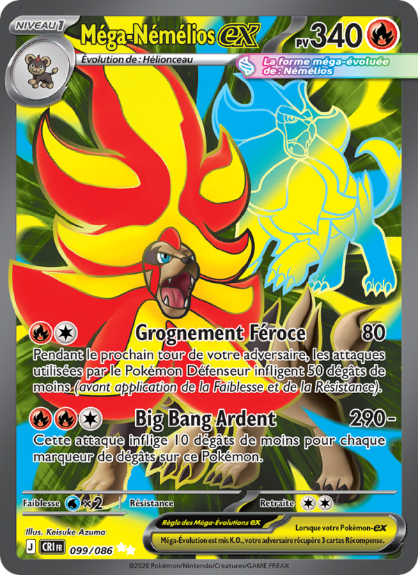 Méga-Némélios-ex 099 — Chaos Ascendant (French Pokémon TCG card)