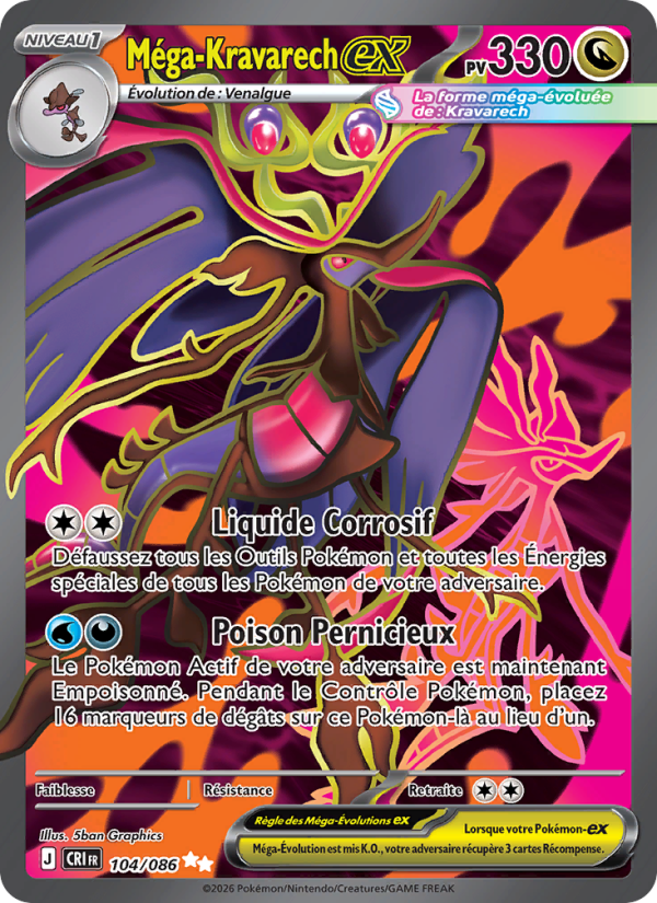 Méga-Kravarech-ex 104 — Chaos Ascendant (French Pokémon TCG card)