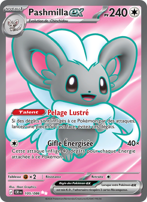 Pashmilla-ex 105 — Chaos Ascendant (French Pokémon TCG card)