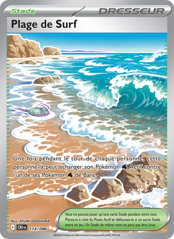 Plage de Surf 114 — Chaos Ascendant (French Pokémon TCG card)