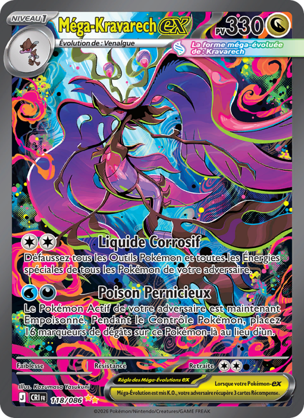 Méga-Kravarech-ex 118 — Chaos Ascendant (French Pokémon TCG card)