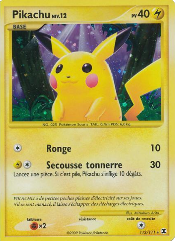 Pikachu Niv. 12 112 — Rivaux Émergeants (French Pokémon TCG card)