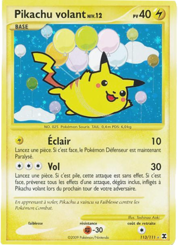Pikachu volant Niv. 12 113 — Rivaux Émergeants (French Pokémon TCG card)