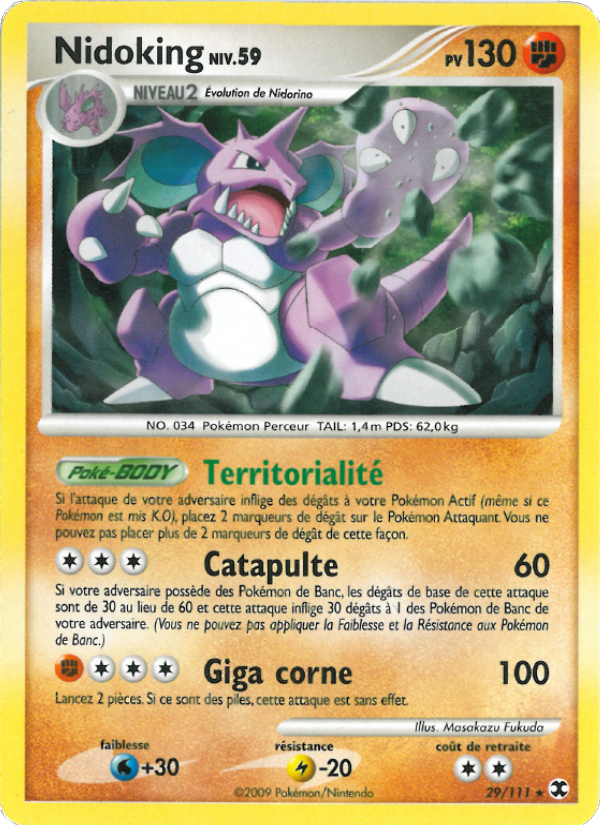 Nidoking Niv. 59 29 — Rivaux Émergeants (French Pokémon TCG card)