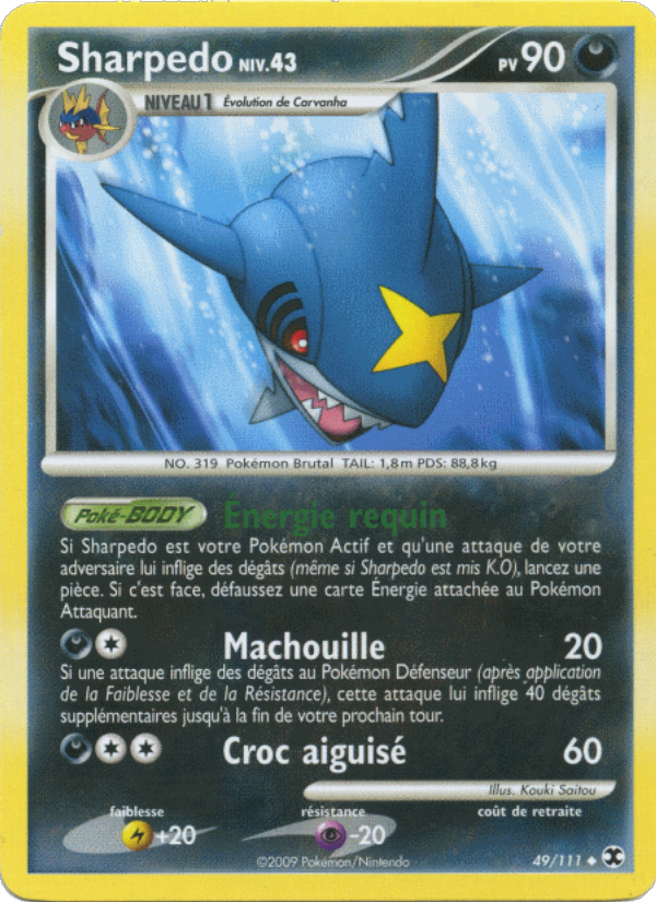 Sharpedo Niv. 43 49 — Rivaux Émergeants (French Pokémon TCG card)