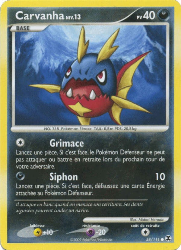 Carvanha Niv. 13 58 — Rivaux Émergeants (French Pokémon TCG card)