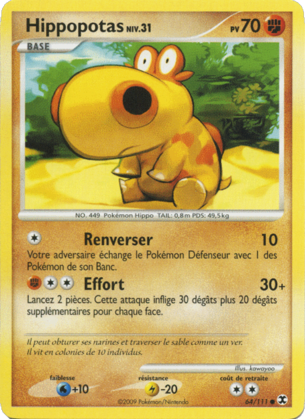 Hippopotas Niv. 31 64 — Rivaux Émergeants (French Pokémon TCG card)