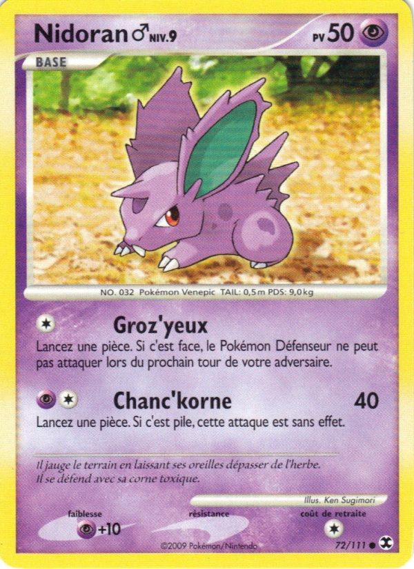 Nidoran♂ Niv. 9 72 — Rivaux Émergeants (French Pokémon TCG card)