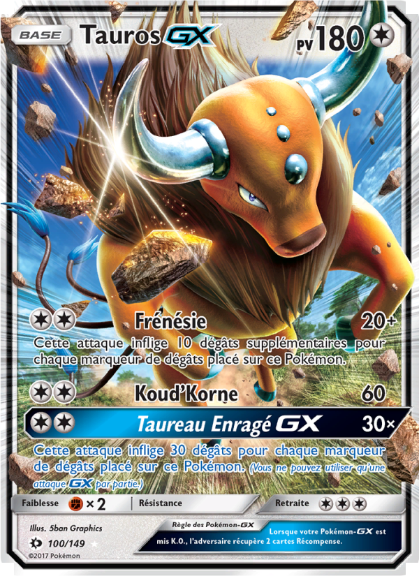 Tauros GX 100 — Soleil et Lune (French Pokémon TCG card)