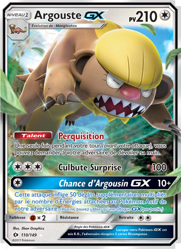 Argouste GX 110 — Soleil et Lune (French Pokémon TCG card)