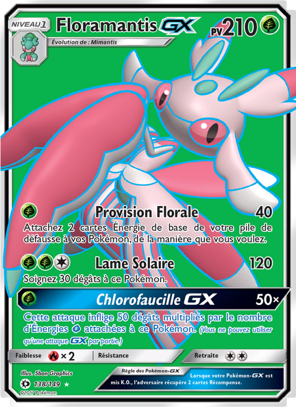 Floramantis GX 138 — Soleil et Lune (French Pokémon TCG card)
