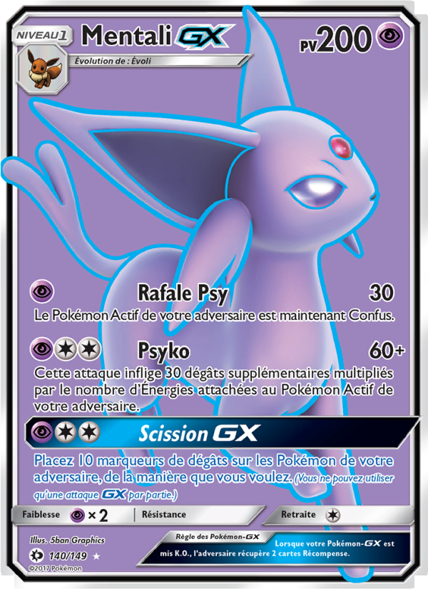 Mentali GX 140 — Soleil et Lune (French Pokémon TCG card)
