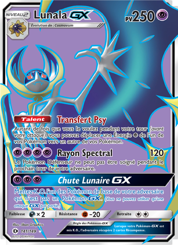 Lunala GX 141 — Soleil et Lune (French Pokémon TCG card)
