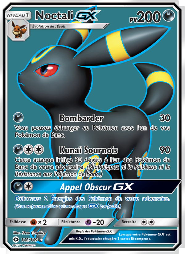 Noctali GX 142 — Soleil et Lune (French Pokémon TCG card)