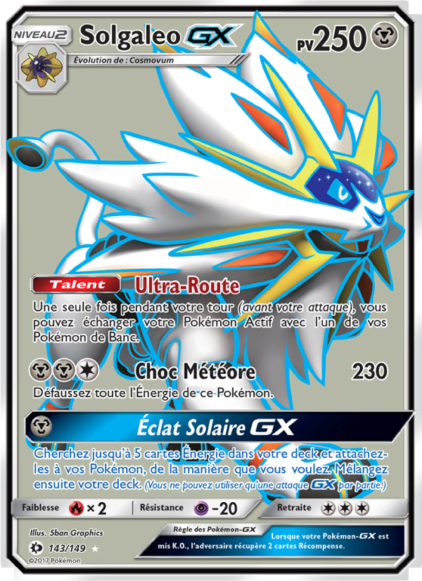 Solgaleo GX 143 — Soleil et Lune (French Pokémon TCG card)
