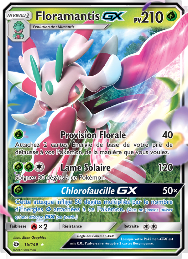 Floramantis GX 15 — Soleil et Lune (French Pokémon TCG card)