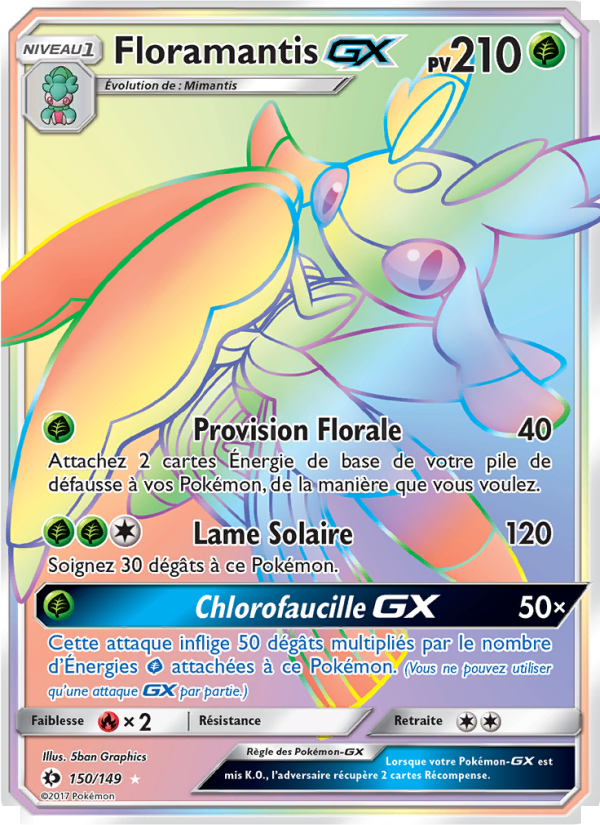 Floramantis GX 150 — Soleil et Lune (French Pokémon TCG card)