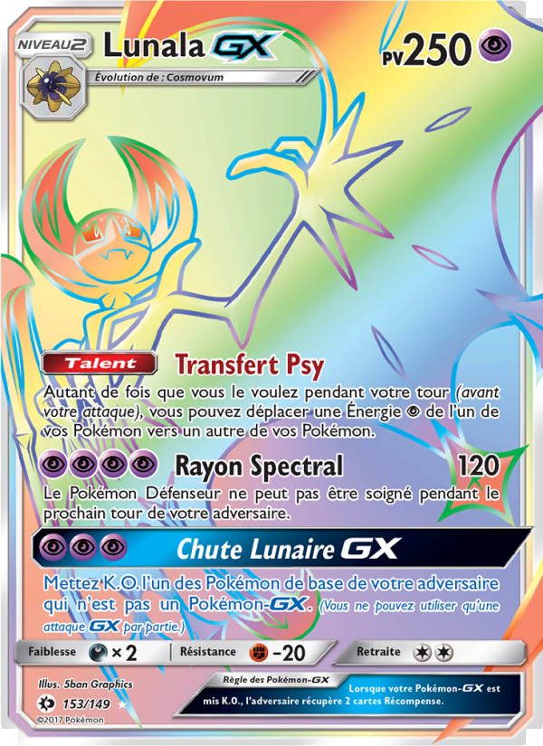 Lunala GX 153 — Soleil et Lune (French Pokémon TCG card)