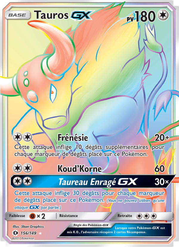 Tauros GX 156 — Soleil et Lune (French Pokémon TCG card)