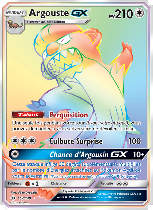 Argouste GX 157 — Soleil et Lune (French Pokémon TCG card)