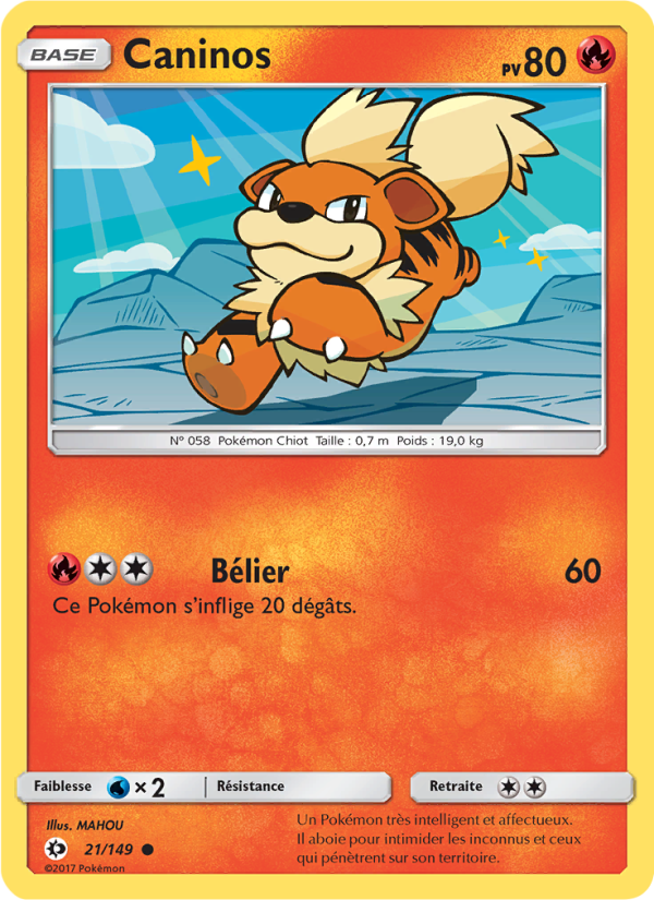 Caninos 21 — Soleil et Lune (French Pokémon TCG card)