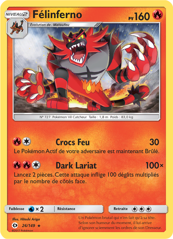 Félinferno 26 — Soleil et Lune (French Pokémon TCG card)