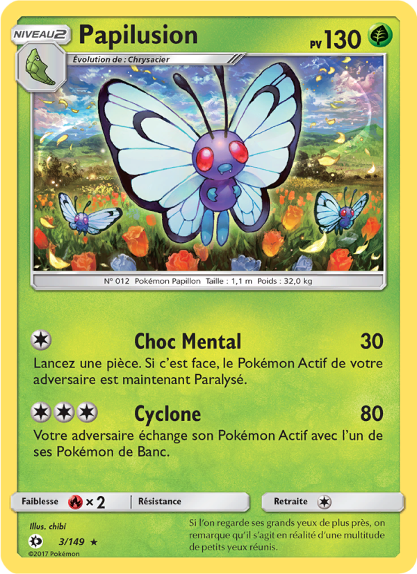 Papilusion 3 — Soleil et Lune (French Pokémon TCG card)