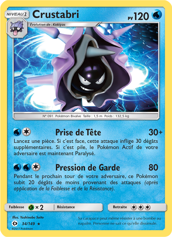 Crustabri 34 — Soleil et Lune (French Pokémon TCG card)