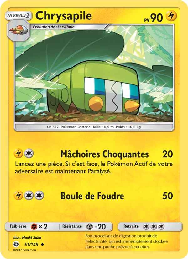 Chrysapile 51 — Soleil et Lune (French Pokémon TCG card)