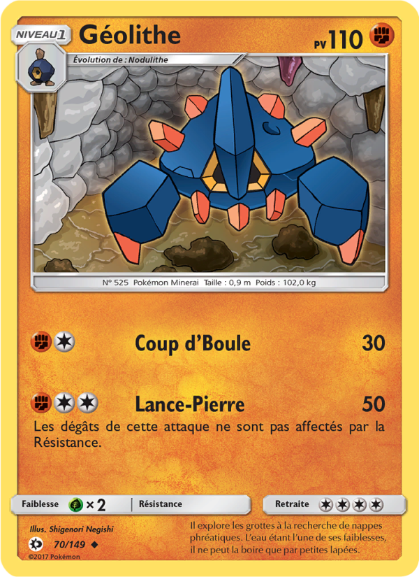 Géolithe 70 — Soleil et Lune (French Pokémon TCG card)