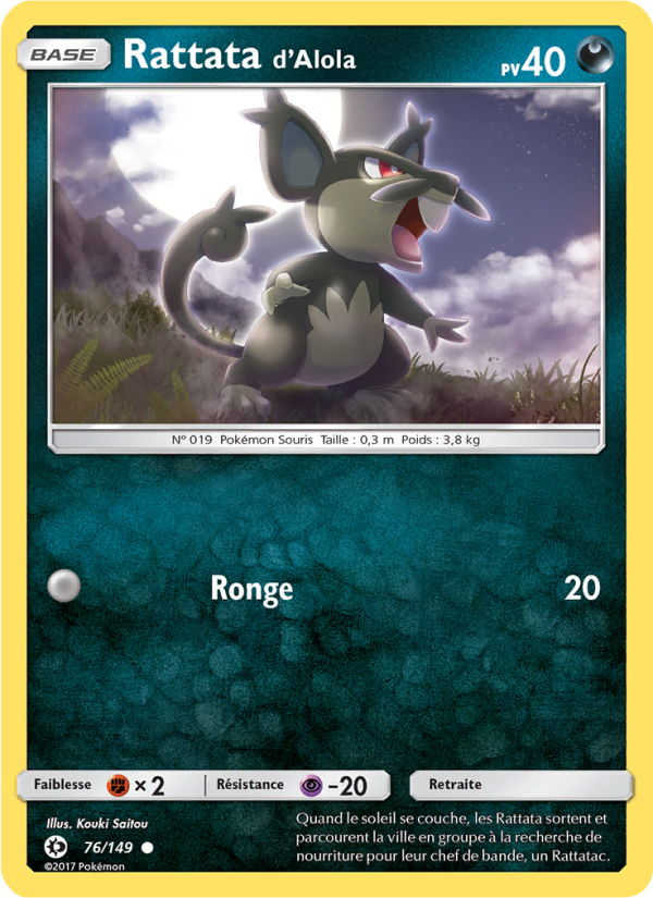 Rattata d’Alola 76 — Soleil et Lune (French Pokémon TCG card)