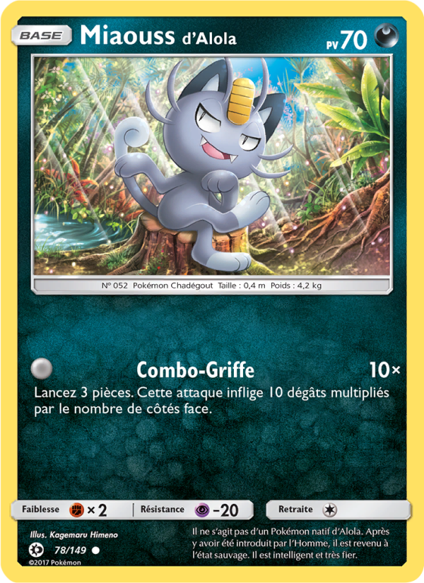 Miaouss d’Alola 78 — Soleil et Lune (French Pokémon TCG card)