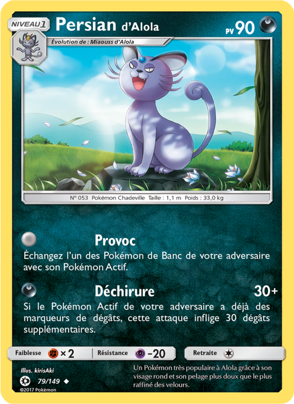Persian d’Alola 79 — Soleil et Lune (French Pokémon TCG card)